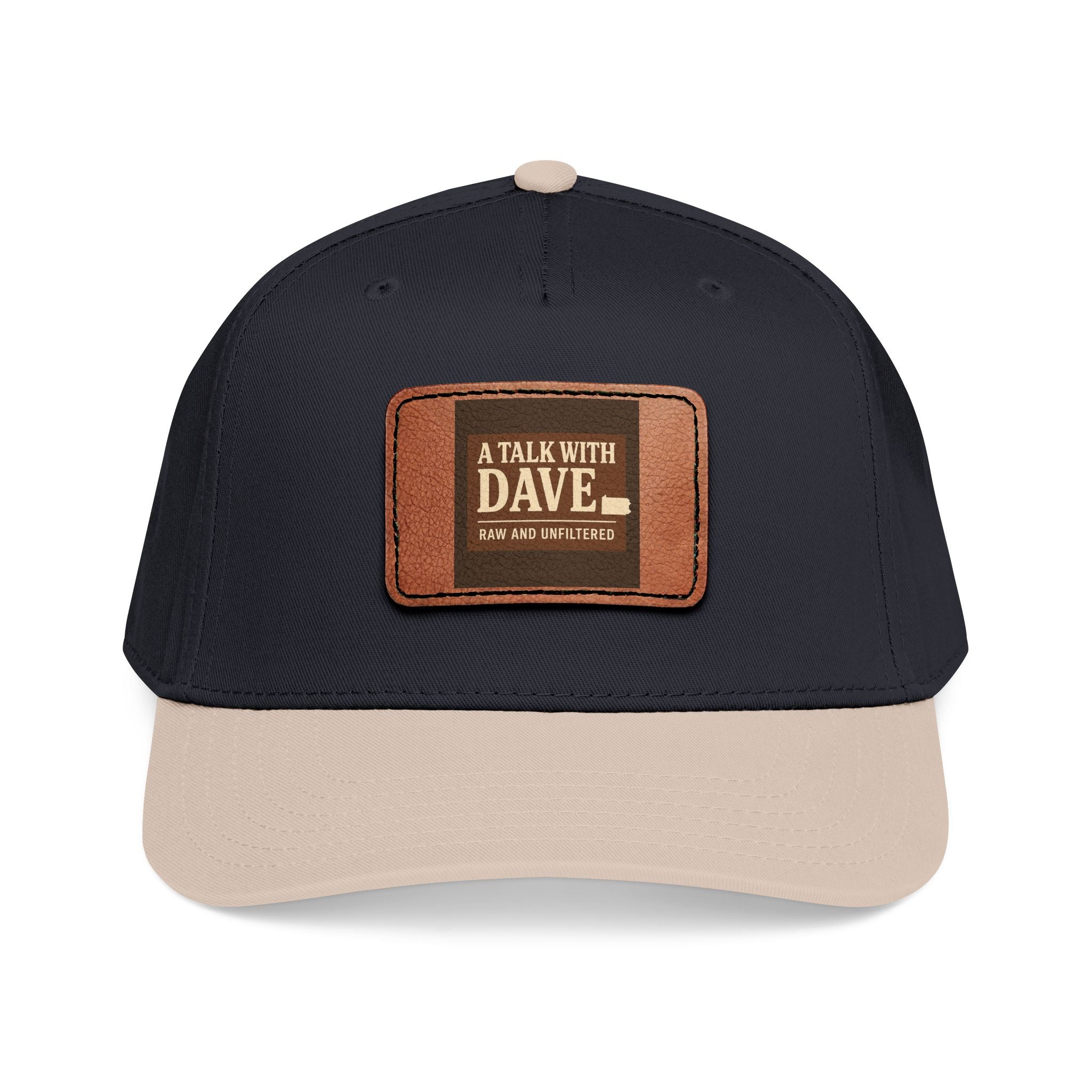 Mid Profile Baseball Cap with Leather Patch 6 (Rectangle)
