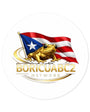 Round Stickers Indoor Outdoor 11 featuring a frog mascot and Puerto Rican flag design.