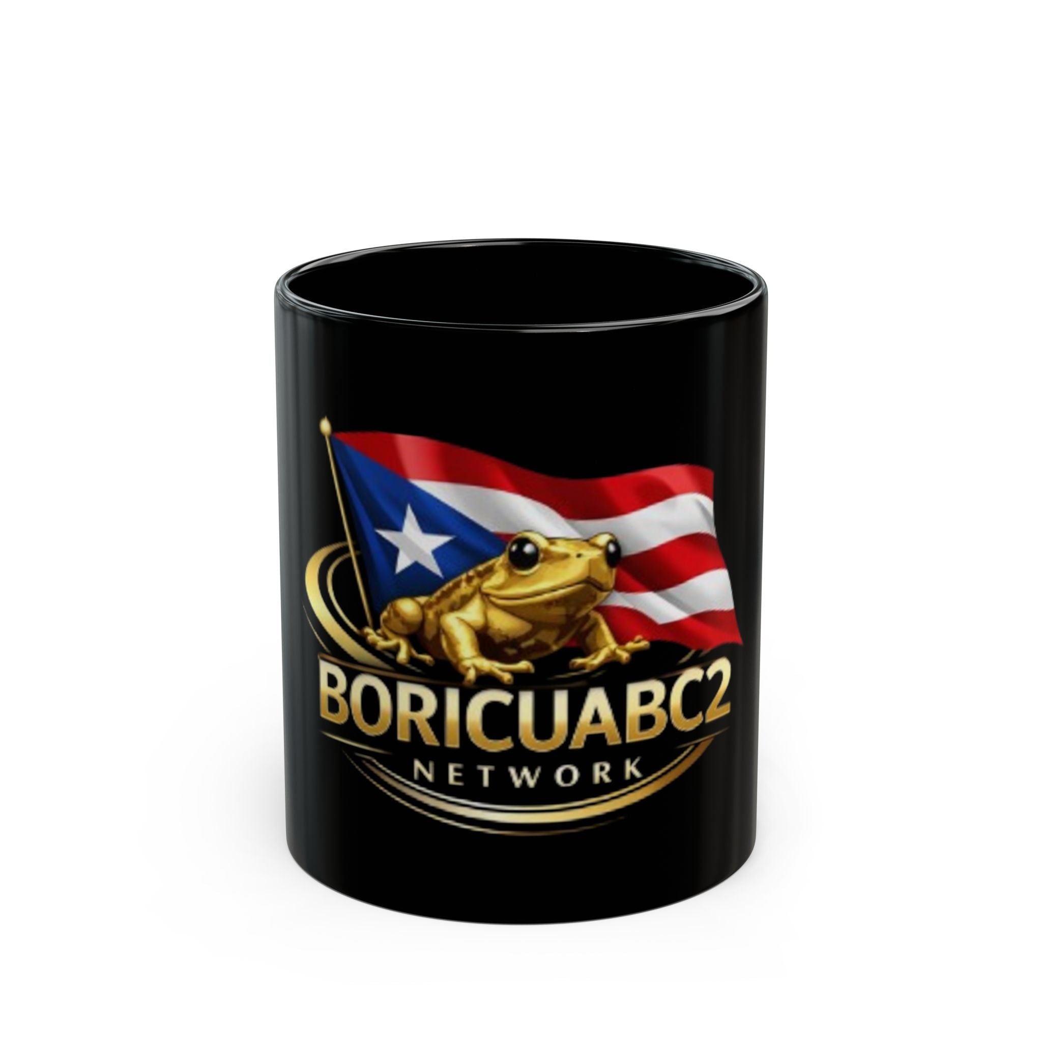 BoricuaBC2 Show Coffee Mug 11 11oz15oz featuring a coquí frog and Puerto Rican flag design.