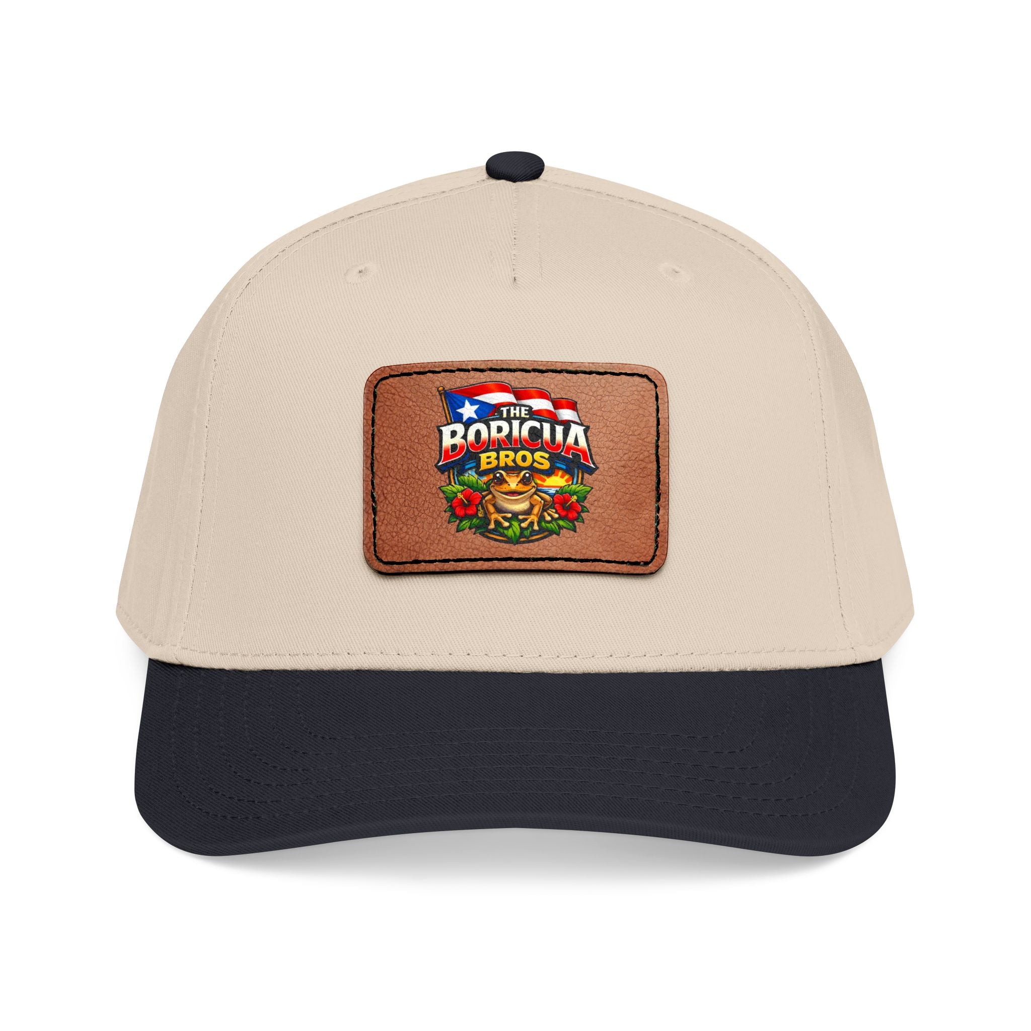 Mid Profile Baseball Cap with Leather Patch 4 (Rectangle)