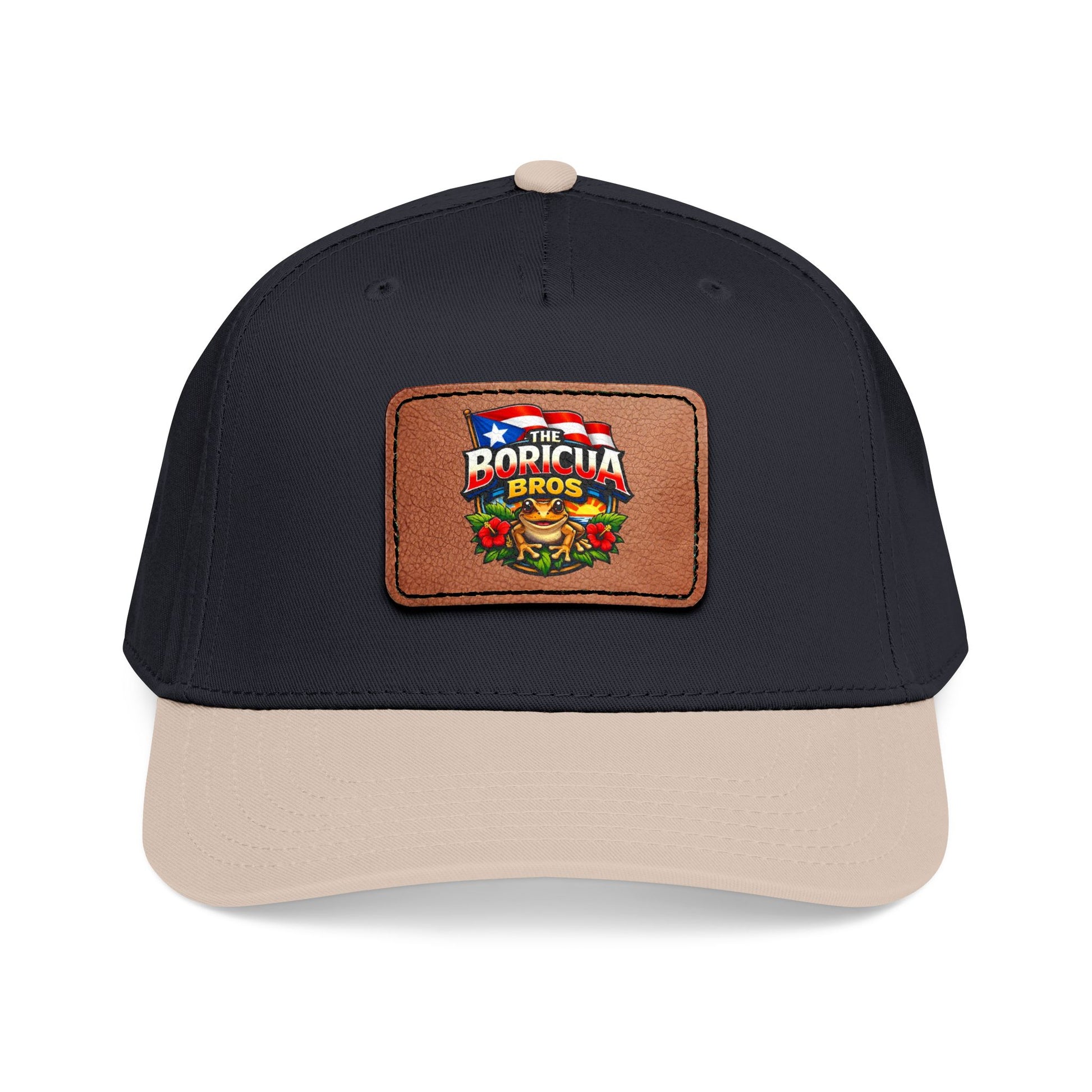 Mid Profile Baseball Cap with Leather Patch 4 (Rectangle)